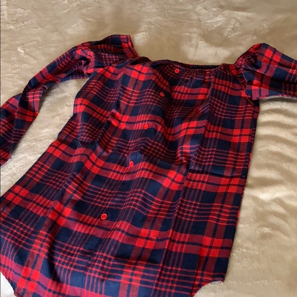 Long Sleeve Red & Blue Plaid Top - Picture 6 of 6